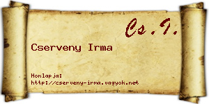 Cserveny Irma névjegykártya